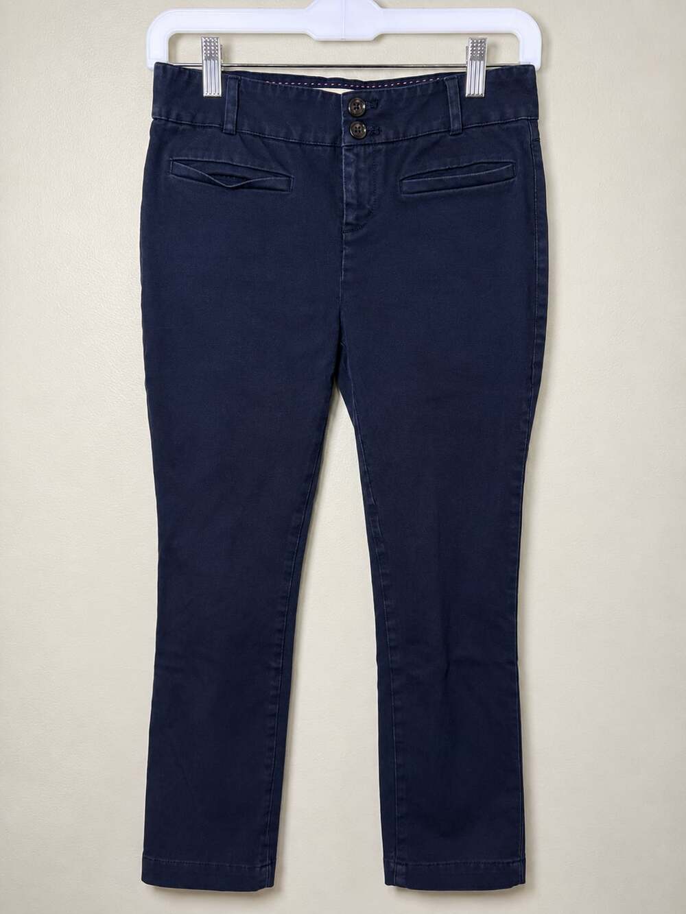 Anthropologie The Essential Slim Pants Women’s 2 Navy Stretch Ankle Trousers